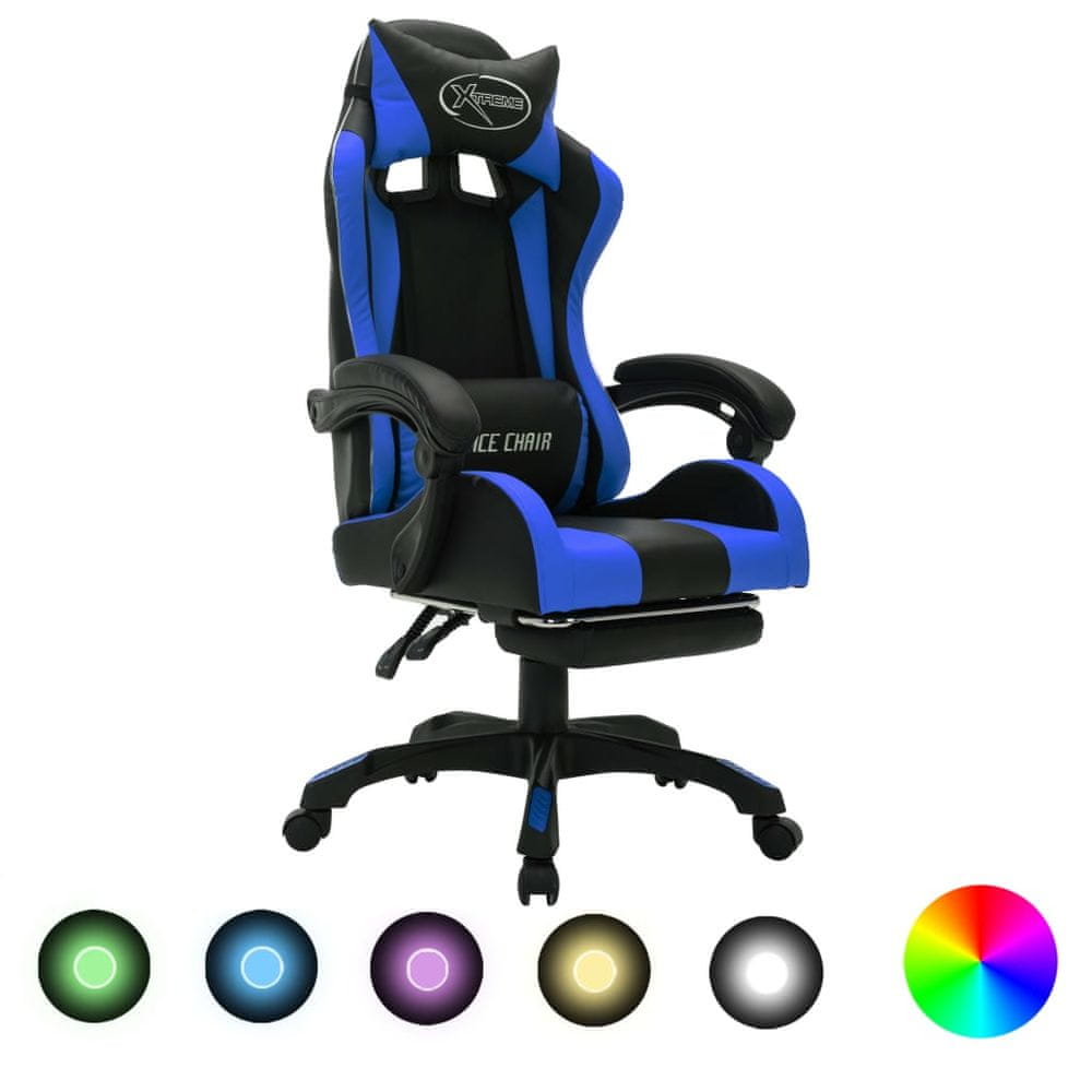Petromila vidaXL Herná stolička s RGB LED svetlami modro-čierna umelá koža